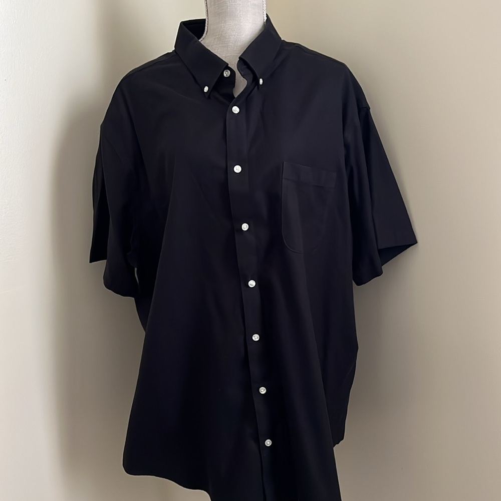 Roundtree & Yorke Black Casual Button Down Men Shirt - Picture 5 of 12